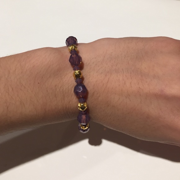 Alex and Ani Swarovski Purple Beaded Bangle - Picture 3 of 4